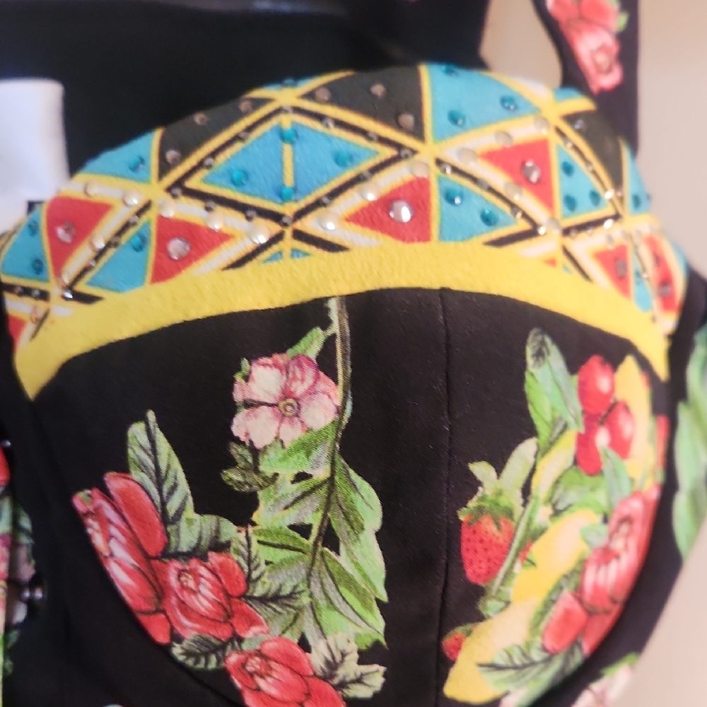 Camilla Black Floral Parrot Bustier Top - Picture 5 of 12